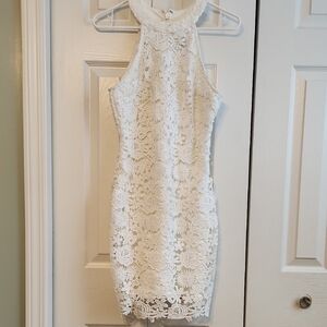 Lulu's White Floral Lace Dress SizeS